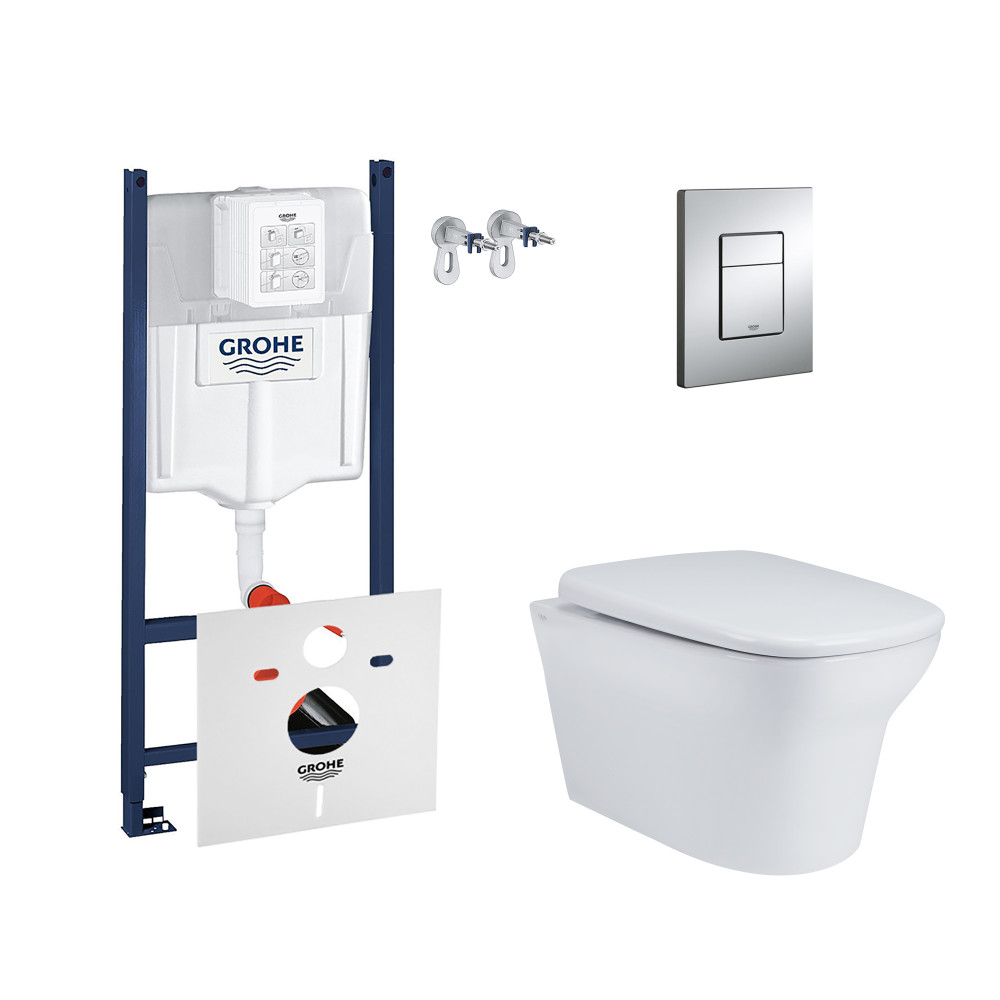 Набор инсталляция 4 в 1 Grohe Rapid SL 3884000G + унитаз с сиденьем Qtap Gemini QT25332614EW