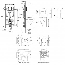 Набор инсталляция 4 в 1 Grohe Rapid SL 3884000G + унитаз с сиденьем Qtap Gemini QT25332614EW