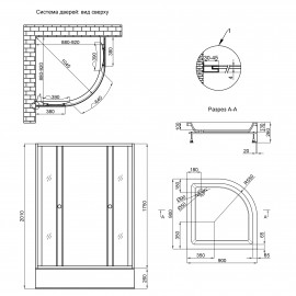 Набор Lidz душевая кабина Wieza SC90x90.SAT.MID.L, стекло Linie 4 мм + поддон с панелью Kupala