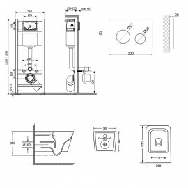 Набор Qtap инсталляция 4 в 1 с панелью смыва Nest (QT0133M425 + QT0111M11110W) + унитаз с сиденьем Crow QT05335170W