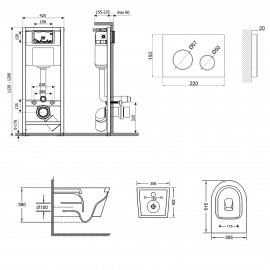 Набор Qtap инсталляция 4 в 1 с панелью смыва Nest (QT0133M425 + QT0111M11V1114W) + унитаз с сиденьем Swan QT16335178W