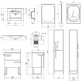 Комплект мебели для ванной Qtap Taurus тумба с раковиной + зеркало + пенал QT044TA42960