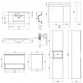 Комплект мебели для ванной Qtap Robin тумба с раковиной + зеркальный шкаф + пенал QT044RO42974