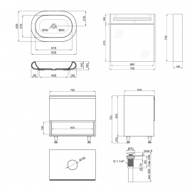 Комплект мебели для ванной Qtap Robin тумба + раковина + зеркальный шкаф QT044RO42976