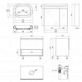 Комплект мебели для ванной Qtap Robin тумба + раковина + зеркальный шкаф QT044RO42977