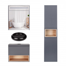 Комплект мебели для ванной Qtap Robin тумба + раковина + зеркальный шкаф + пенал QT044RO42984