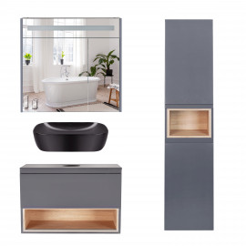 Комплект мебели для ванной Qtap Robin тумба + раковина + зеркальный шкаф + пенал QT044RO42986