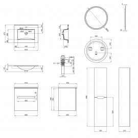 Комплект мебели для ванной Qtap Virgo тумба с раковиной + зеркало + пенал QT044VI42993