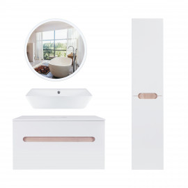 Комплект мебели для ванной Qtap Virgo тумба + раковина + зеркало + пенал QT044VI43001