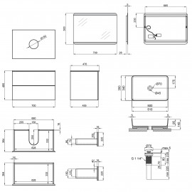 Комплект мебели для ванной Qtap Tern тумба + раковина + зеркало QT044VI43006