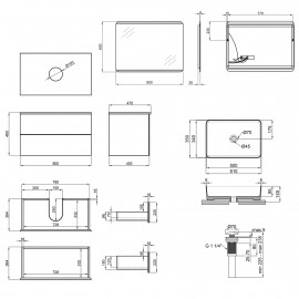 Комплект мебели для ванной Qtap Tern тумба + раковина + зеркало QT044VI43007