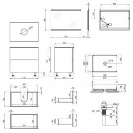 Комплект мебели для ванной Qtap Tern тумба + раковина + зеркало QT044VI43012