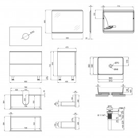 Комплект мебели для ванной Qtap Tern тумба + раковина + зеркало QT044VI43013