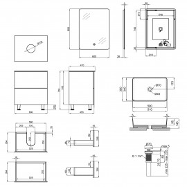 Комплект мебели для ванной Qtap тумба + раковина + зеркало QT044VI43014