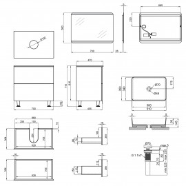 Комплект мебели для ванной Qtap Tern тумба + раковина + зеркало QT044VI43015