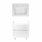 Комплект Qtap тумба напольная Scorpio 600х825х460 мм White + раковина врезная Albatross 01 QT71SC43952