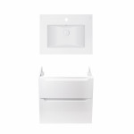 Комплект Qtap тумба подвесная Scorpio 600х585х460 мм White + раковина врезная Albatross E QT71SC43967