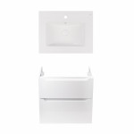 Комплект Qtap тумба подвесная Scorpio 600х585х460 мм White + раковина врезная Albatross New QT71SC43968