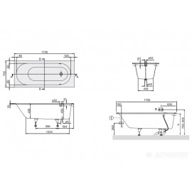 uBQ177OBE2V-01 OBERON Ванна 170х70см + ніжки