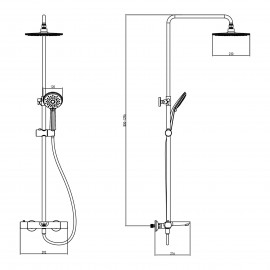 37520121 FRESH Термостатическая душевая система с удлиненной трубкой верхнего душа, хром