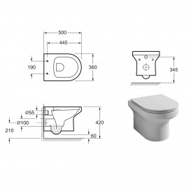 8320026 RING Унитаз подвесной безободочный + крышка soft-close, quick-fix (2уп)