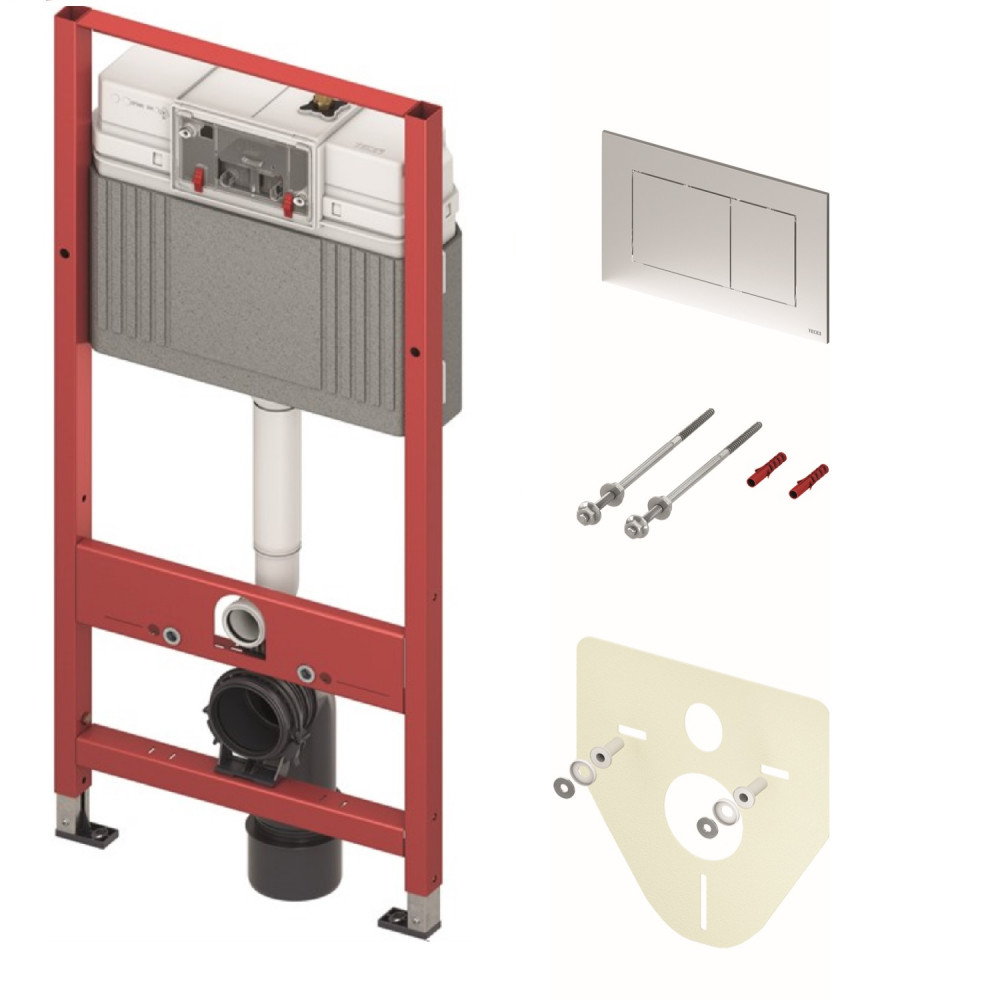 9.400.412 Комплект TECEbase (инсталляция+панель смыва Tecenow хром глянцевый +крепление+звукоизоляционная прокладка), 1120 мм