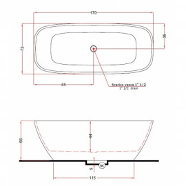 V297BO/V2970XBO800S BRIO Ванна із штучного каменю 170 x 72 x 56h, білий матовий