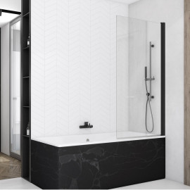SOEB107500607 BlackLine SOLINO Одностворчатая шторка для ванны, стекло прозрачное, проф.черный мат